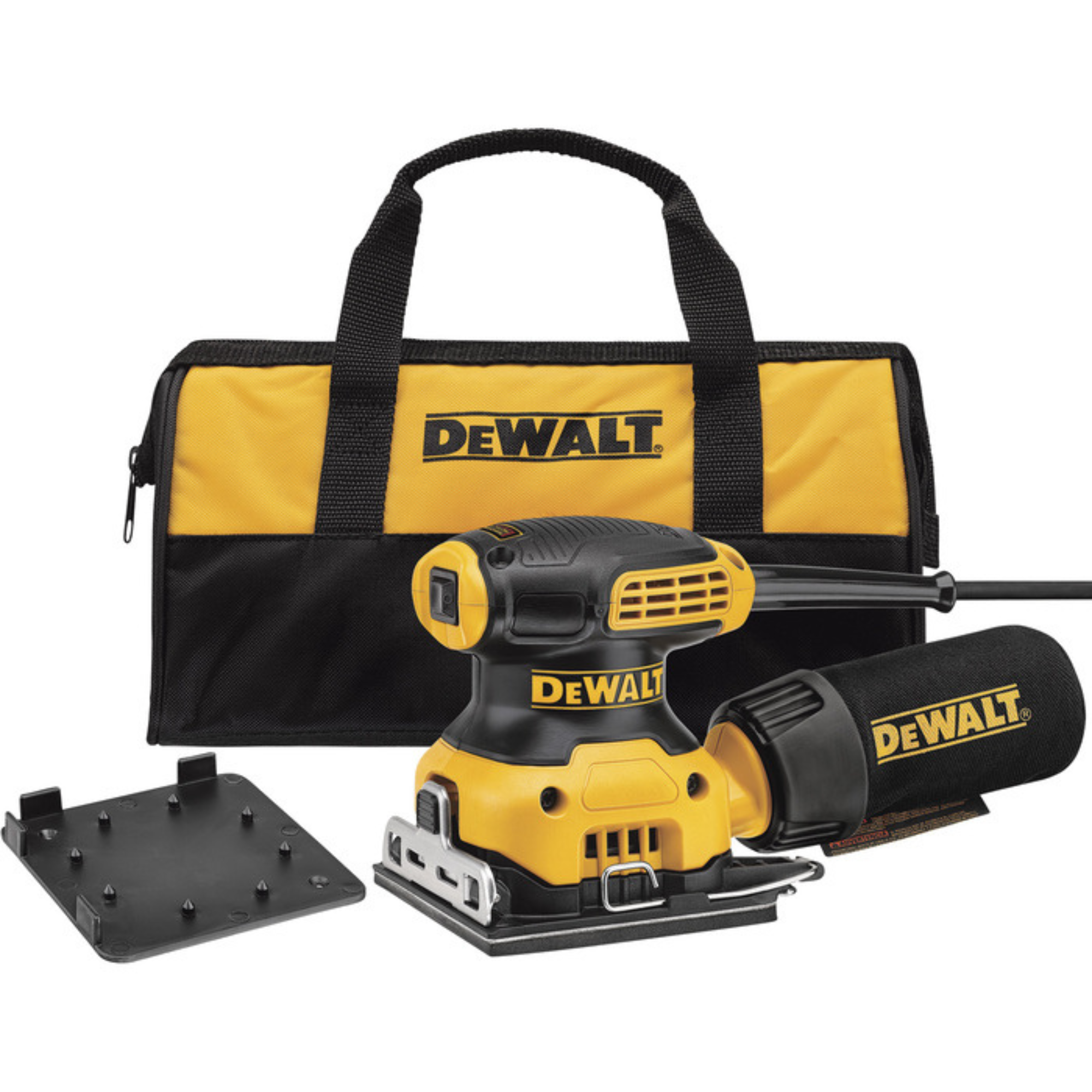 DEWALT 2.3 Amp Corded 1/4 Sheet Palm Grip Sander Kit with Contractor Bag