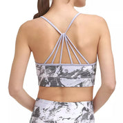 DKNY Women's Printed Striped Strappy Sports Bra - Size Medium