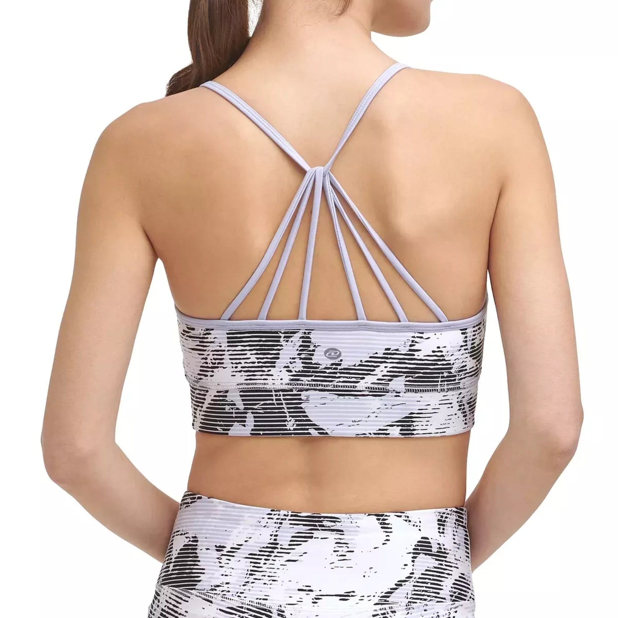 DKNY Women's Printed Striped Strappy Sports Bra - Size Medium