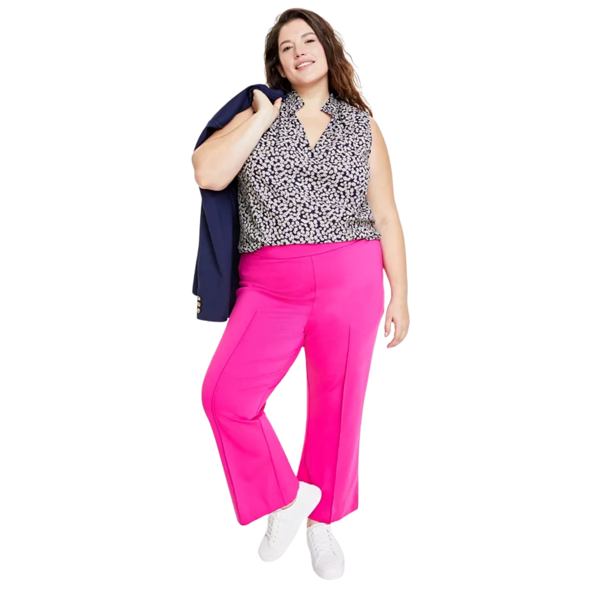 On 34th Trendy Plus Size Ponte Kick-Flare Ankle Pants - Jazzy Pink 1X