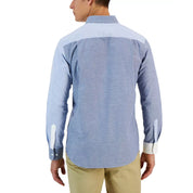 Club Room Men's Long Sleeve Oxford Shirt, Blue - Large
