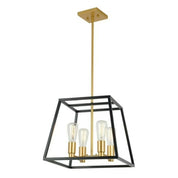 Artika Carter 4-Light Black & Gold Modern Industrial Cage Chandelier