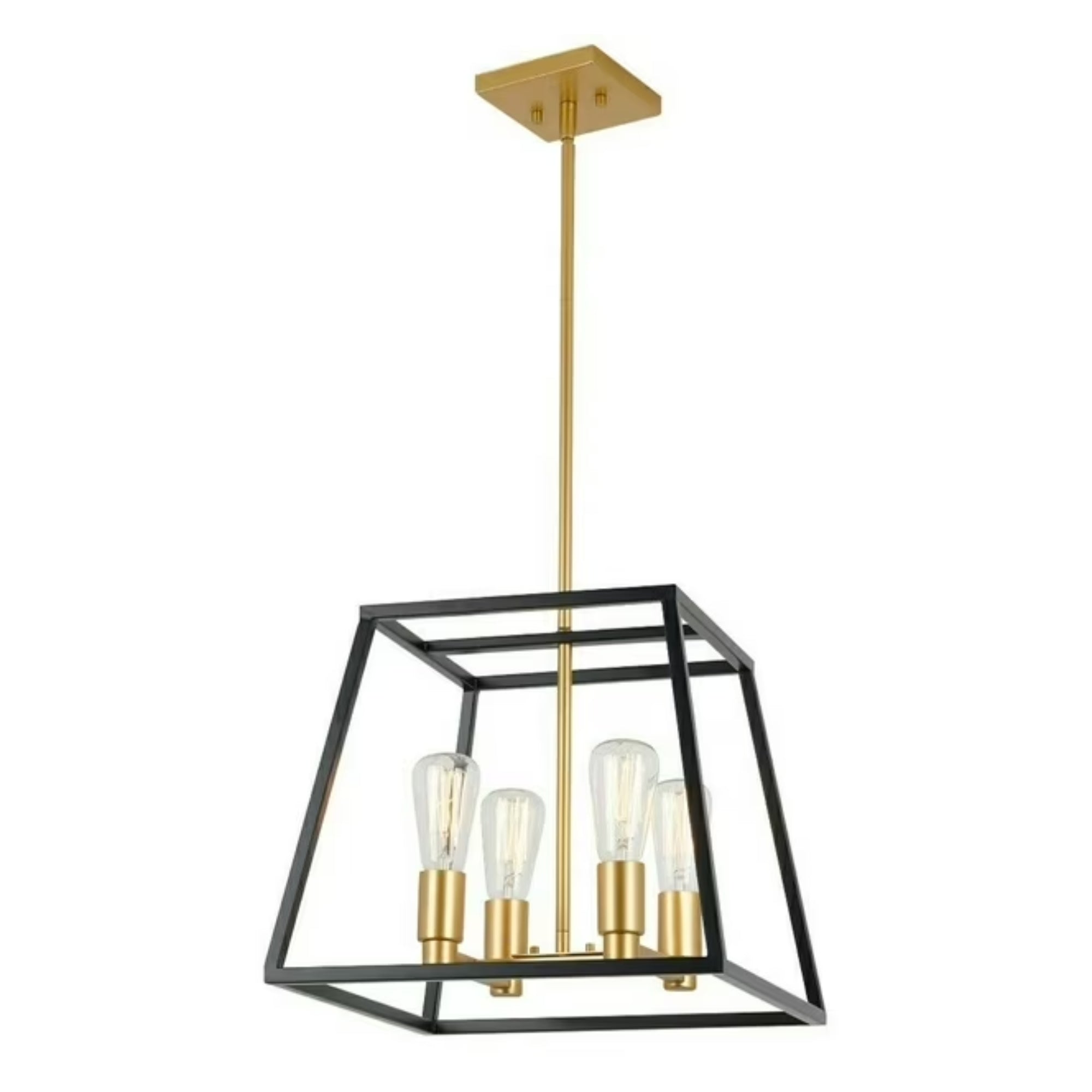 Artika Carter 4-Light Black & Gold Modern Industrial Cage Chandelier