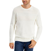 Club Room Men's Cotton Ribbed Trim Sweater, Winter Ivory - Size Large