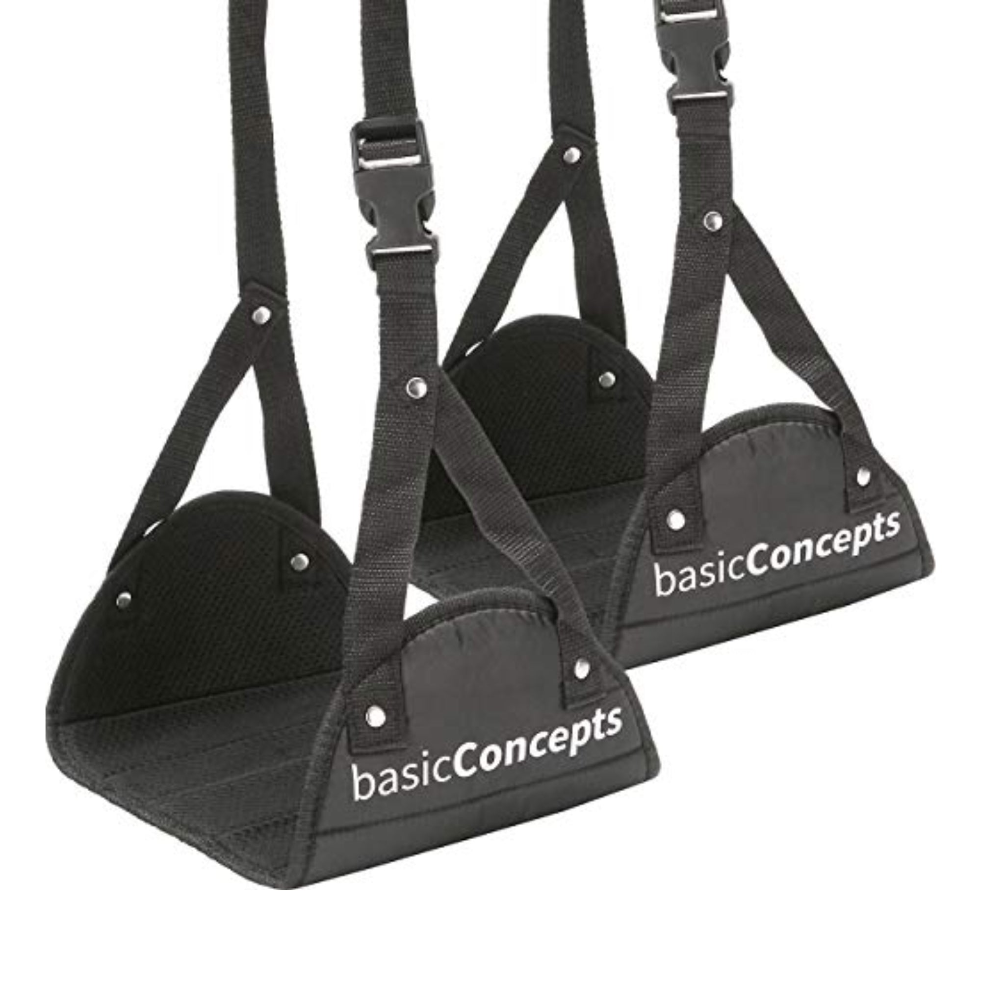 Adjustable Foot Hammock – Memory Foam Footrest for Airplane Travel & Office Desk, Black (2-Pack)