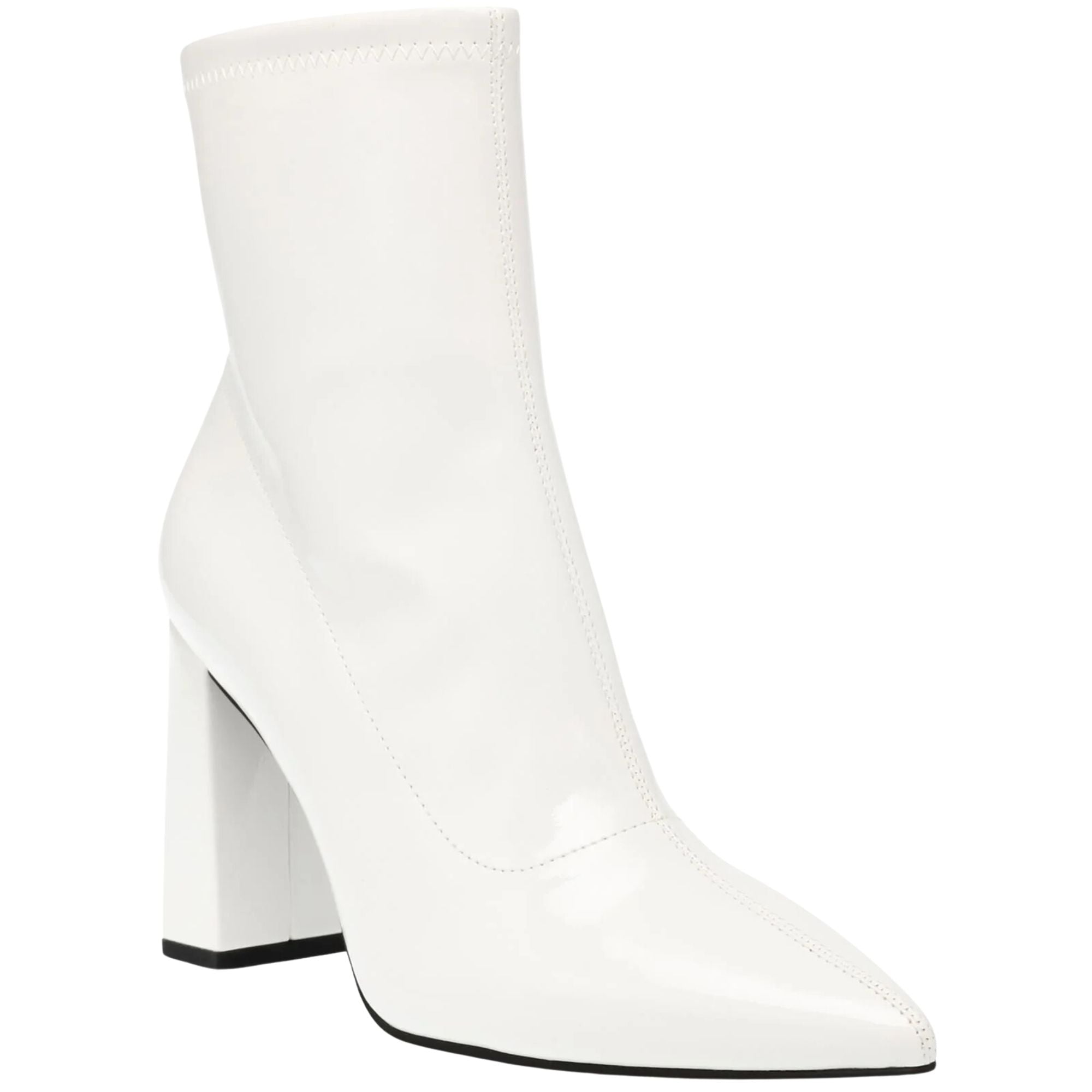 Iloise Women's Patent Block Heel Booties – White, Size 10M