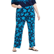 JM Collection Plus Size Elena Printed Wide-Leg Pants – Intrepid Blue Combo, 2X