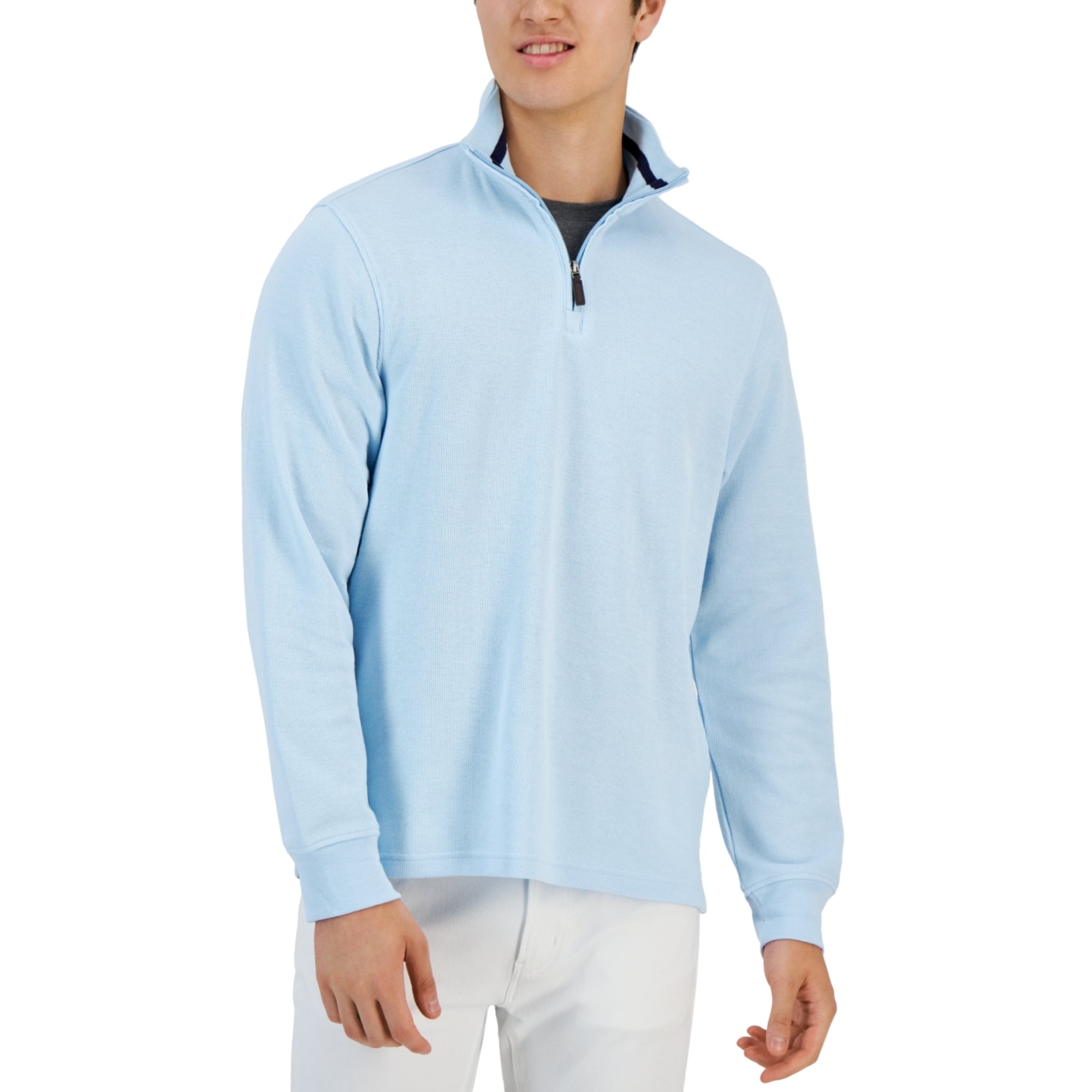 Club Room Men's 1/4 Zip Mock Neck Sweatshirt – Baby Blue, Size S