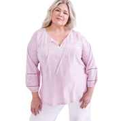 Style & Co Plus Size Embroidered Eyelet-Trim Top - Lilac Floral - Size 3X