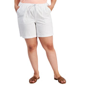 Style & Co Plus Size Cotton Drawstring Pull-on Shorts - Bright White - 3X