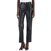 I.N.C. International Concepts Petite Faux-Leather Straight-Leg Pants – Deep Black, Size 14P