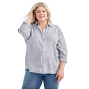 Style & Co Plus Size Striped Perfect Shirt - Beach Stripe - Size 1X