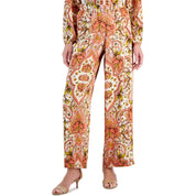 JM Collection Women's Medallion Melody Wide-Leg Satin Pants – Regular & Petite, M