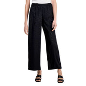 JM Collection Women's Satin Jacquard Wide-Leg Pants - Deep Black XL