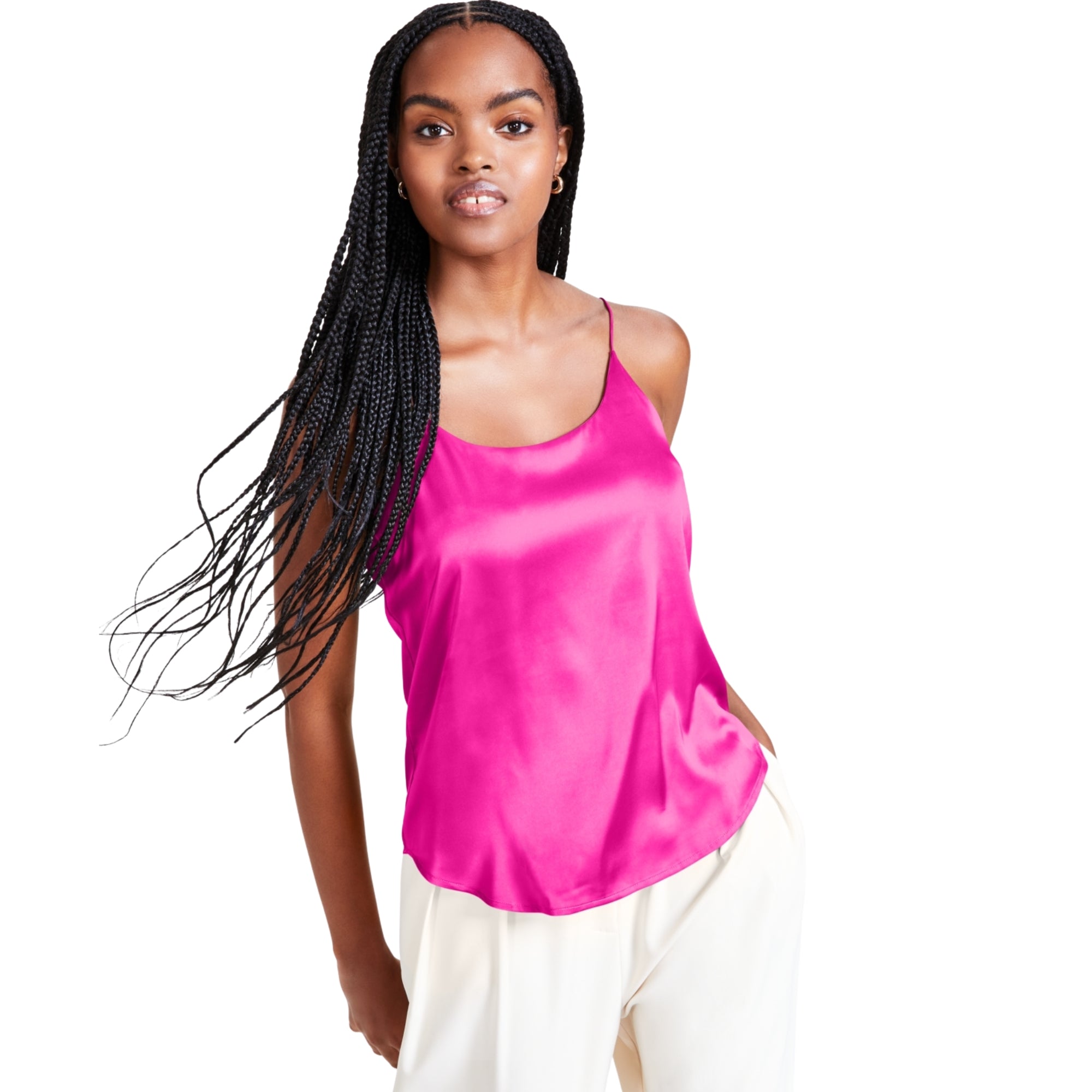 Bar III Women's Satin Spaghetti-Strap Scoop-Neck Camisole – Blue Salt, Size - XL