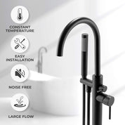 Freestanding Floor Mount Tub Faucet Bathtub Filler, Hand Shower