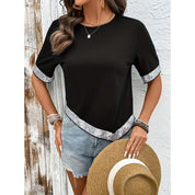 Women's Summer Knit T-Shirt with Sequin Detail - Size Medium