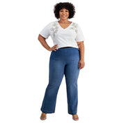 I.N.C. International Concepts Plus Size High-Rise Pull-On Flare-Leg Jeans – Medium Indigo, Size 22W