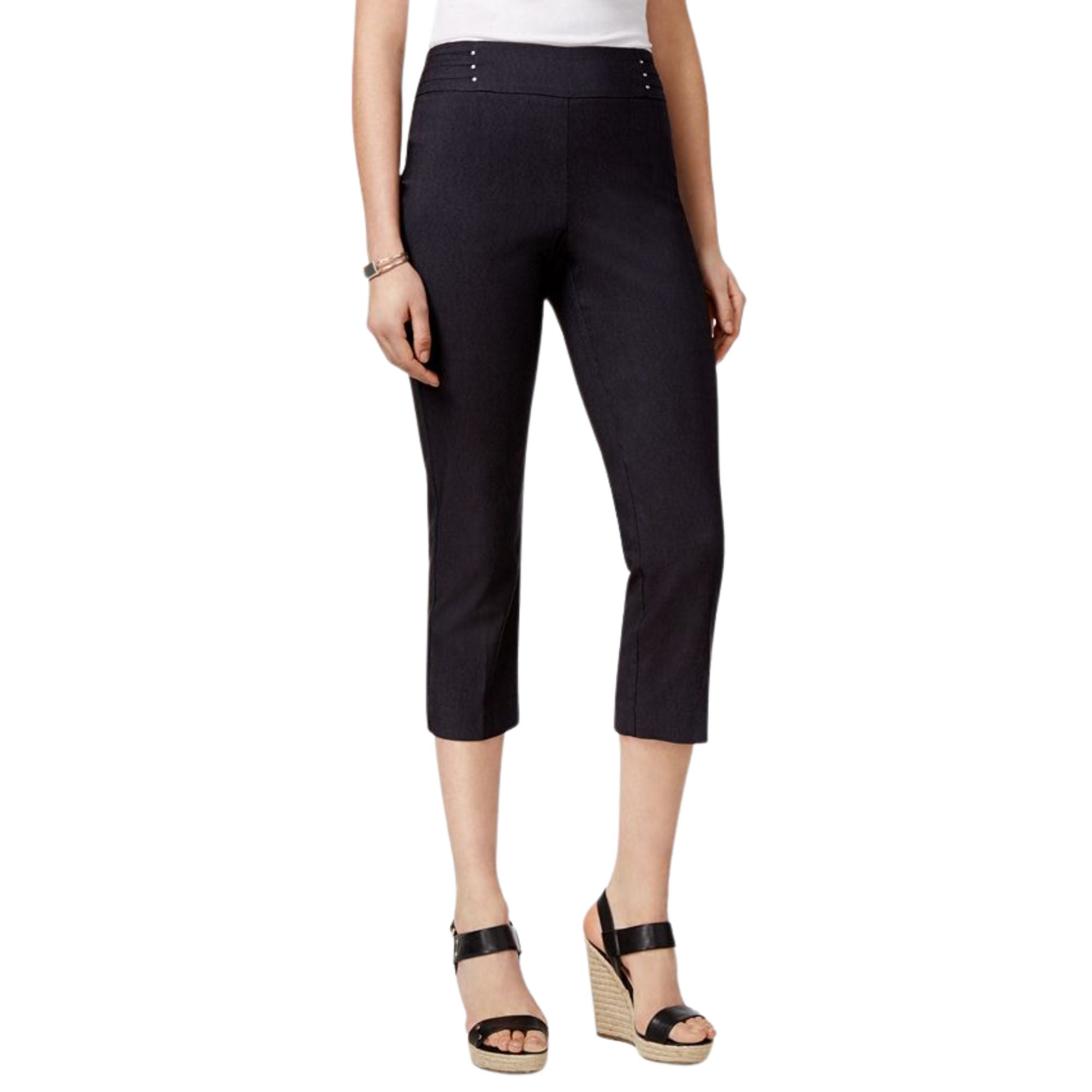 JM Collection Women's Tummy Control Stretch Capri Jeans – Navy, Size XL