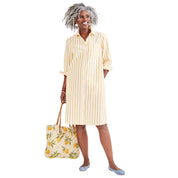 Style & Co Women's Cotton Striped Shirtdress, Regular & Petite - Bold Stripe Yellow Large