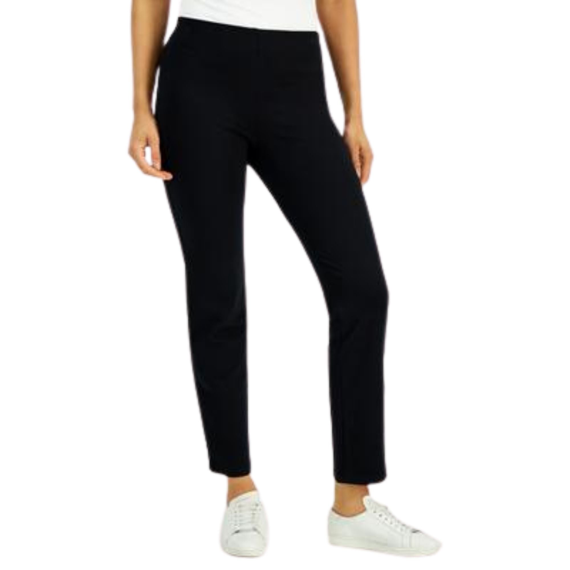 JM Collection Women's Ponte Knit Pull-on Pants - Deep Black Small