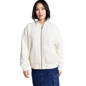 And Now This Women's Washed Quilted Zip-Front Jacket – Light Beige, Large