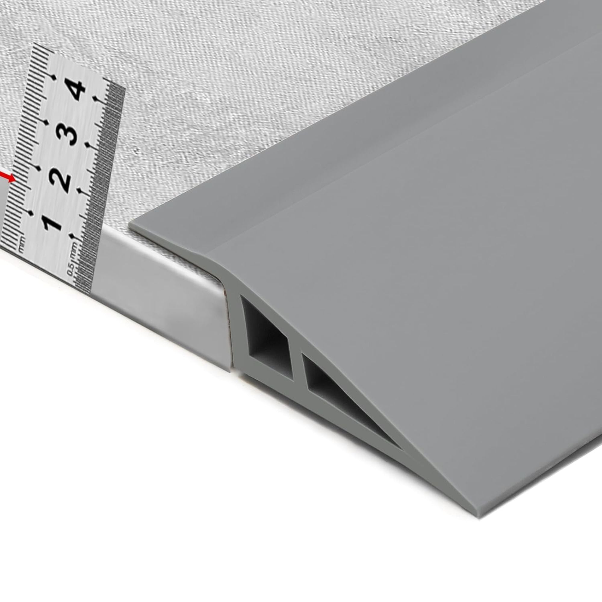 BNELL Carpet & Floor Edging Trim Strip, Self Adhesive-PVC Floor Transition Strip, Threshold Transitions Suitable for Threshold Height Less Than 15mm (6.56FT, Gray)