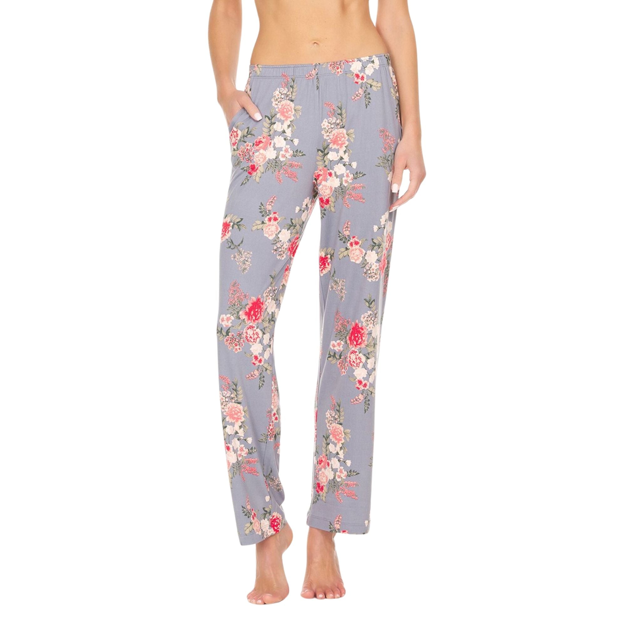 Flora by Flora Nikrooz Women's Printed Pajama Pants, Grey - Size Small