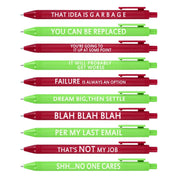 Geyoga 50-Pack Christmas Funny Pens – Snarky & Sarcastic Ballpoint Pens with Negative Quotes, Green & Red