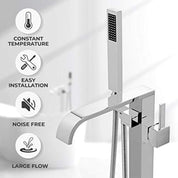 1-Handle Freestanding Floor Mount Roman Tub Faucet Hand Shower