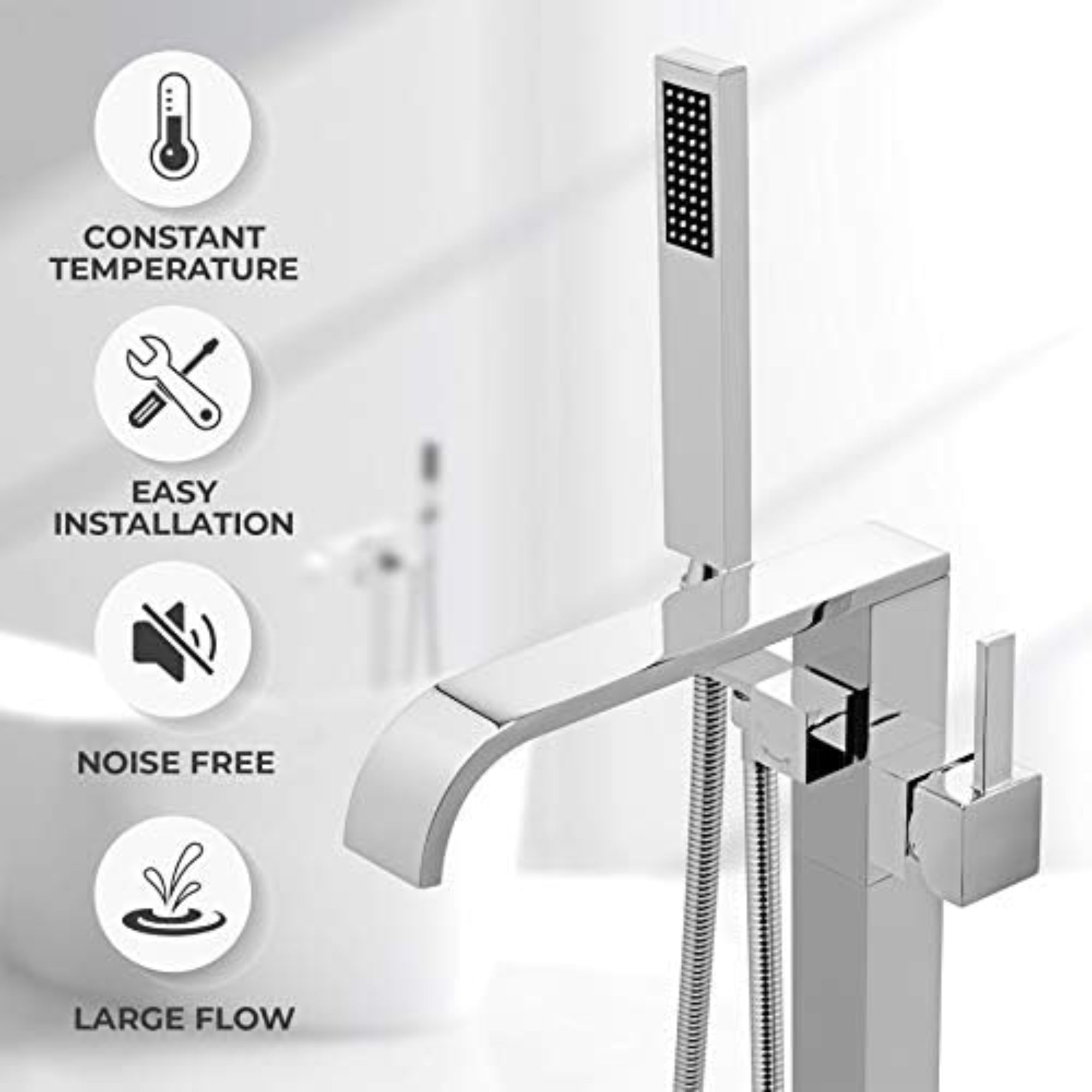 1-Handle Freestanding Floor Mount Roman Tub Faucet Hand Shower