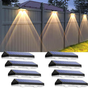 LIANGLOME Solar Fence Lights Outdoor – 3-Color Modes (2700K/4000K/6000K), IP65 Waterproof Step & Deck Lights Pack of 8