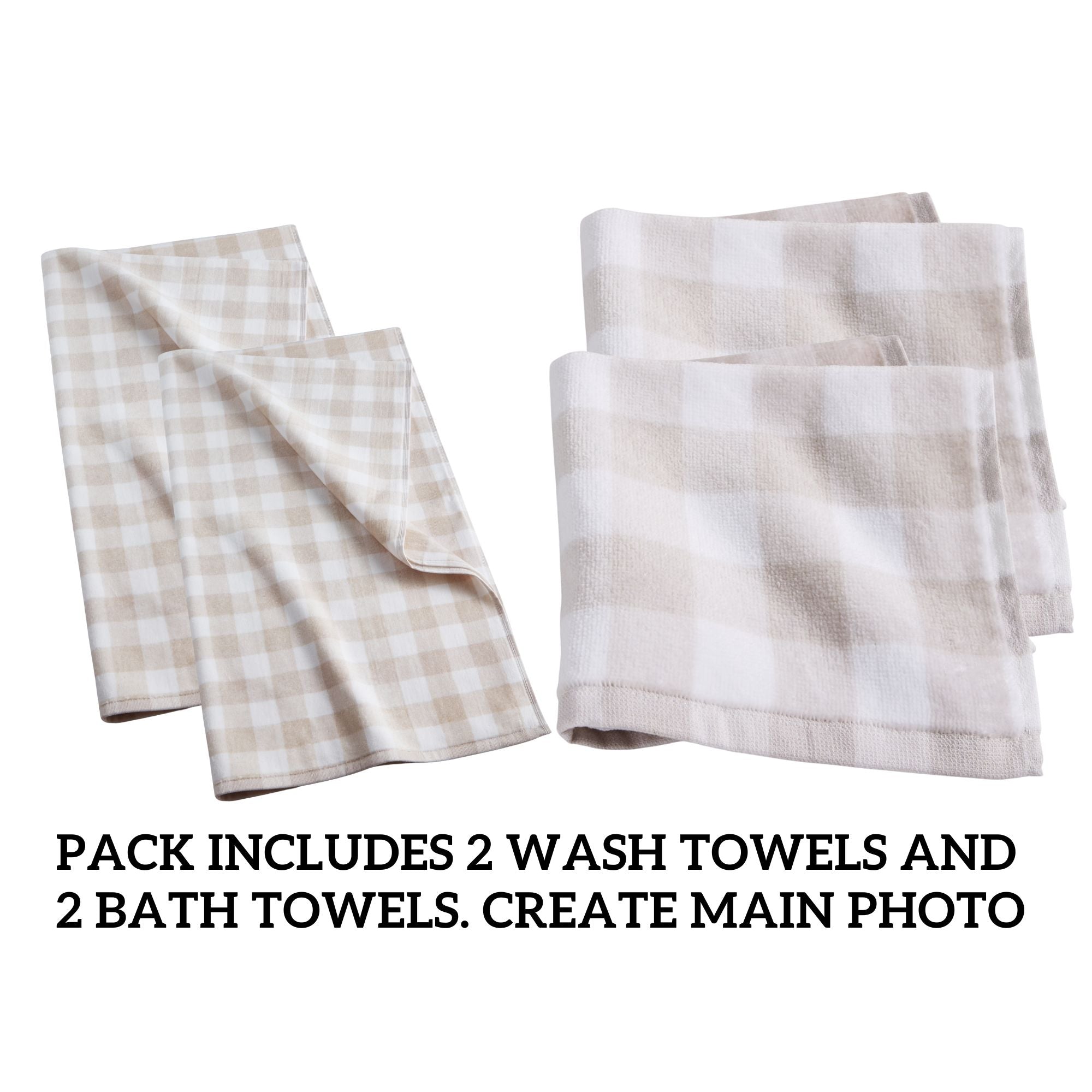 Whim by Martha Stewart Collection Gingham Wash Towel & Bath Towels Pack of 4
