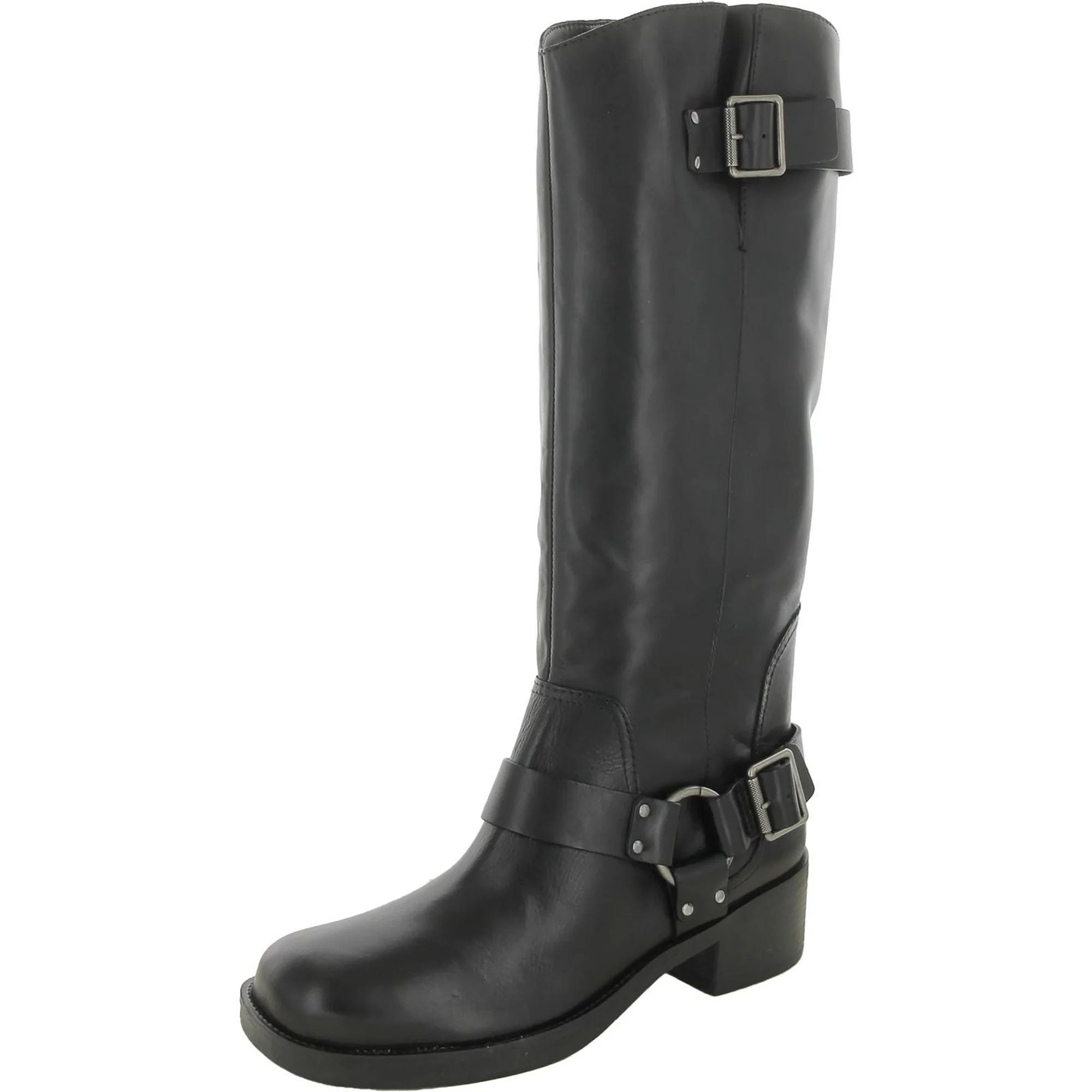 Arezzo Clara Women's Knee-High Leather Motorcycle Boots - Size 10