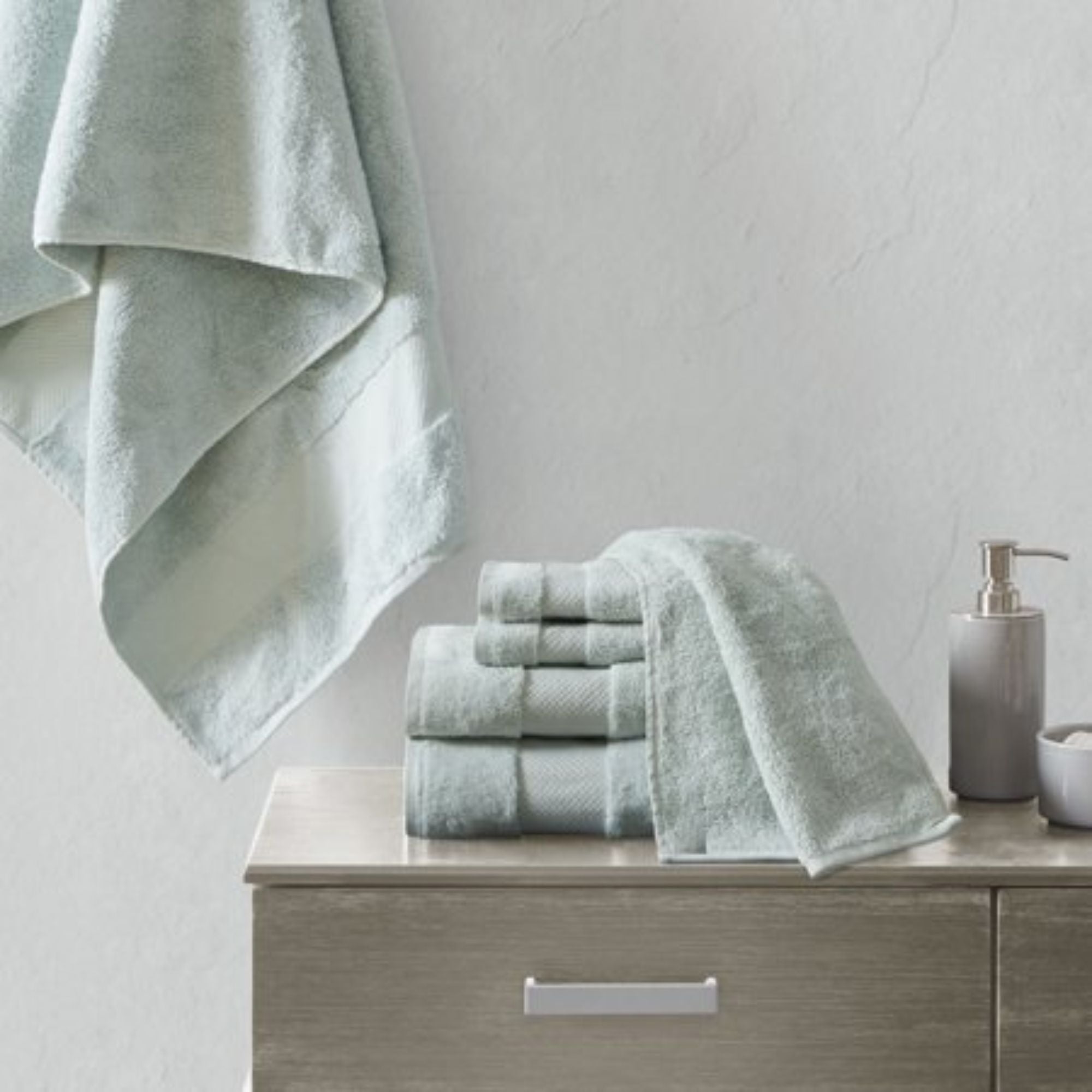 Madison Park Turkish 6-Piece Seafoam Cotton Bath Towel Set