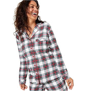 Family PJs Womens Plaid Button Front Pajama Top Red Medium
