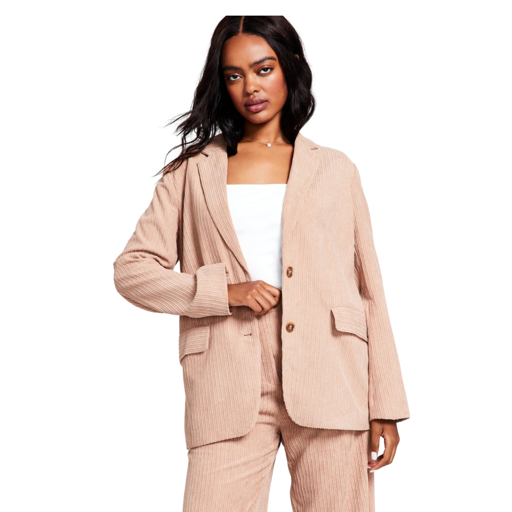 And Now This Women's Plus Size Corduroy Blazer – Almond (Beige), Size - XS