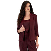 Bar III Women's Plus Size Satin Notched-Collar 3/4-Sleeve Jacket – Carrubo, Size 2XL