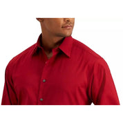 Club Room Men Regular Fit Solid Dress Shirt in Red - Medium