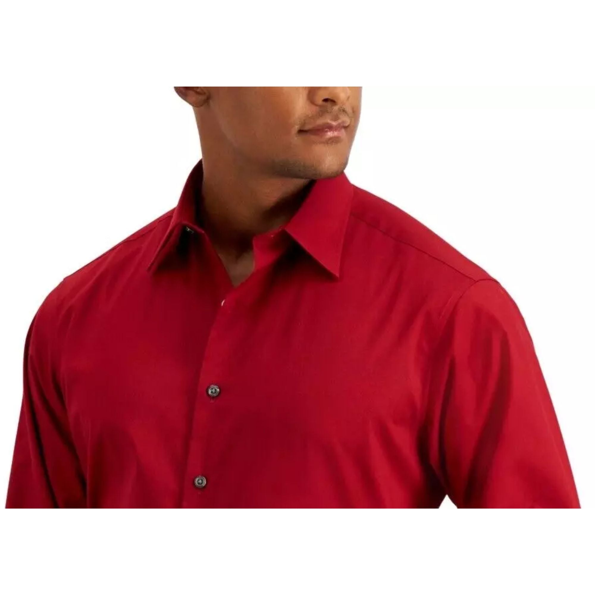 Club Room Men Regular Fit Solid Dress Shirt in Red - Medium