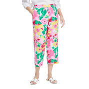 Charter Club Petite 100% Linen Pull-On Printed Cropped Pants – Bubble Bath Combo, Size XL Petite