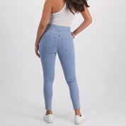 I.N.C. International Concepts Petite High-Rise Seamed Pull-On Skinny Jeans – Light Indigo, Size 10P