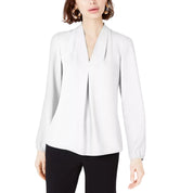 Bar III Women's Inverted-Pleat Blouse – Lily White, Large