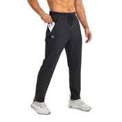 Men's Tapered Jogger Sweatpants with Zipper Pockets – Athletic Workout Pants, XXL, Black