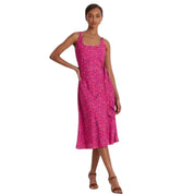 Ralph Lauren Women's Geo-Print Belted Crepe Midi Dress, Fuchsia