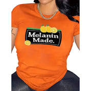 Lemon & Letter Print T-Shirt, Medium - Orange