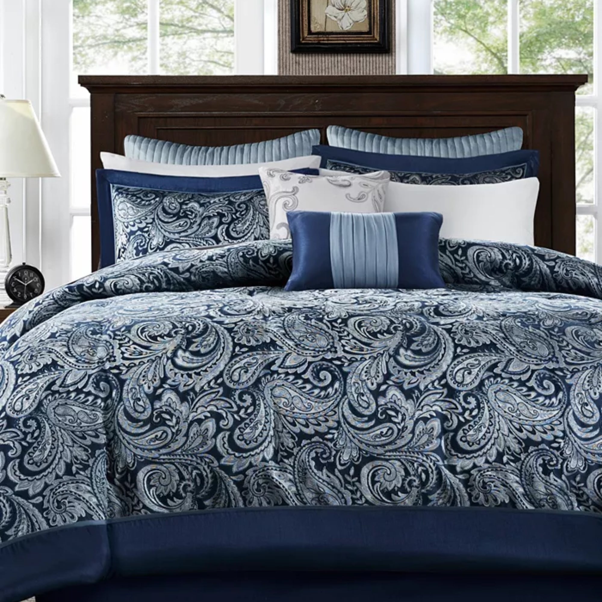 Aubrey King 9-Piece Comforter Set, Navy