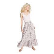 And Now This Women's Cotton Ruffled Smocked Maxi Skirt – White Floral, Size - S
