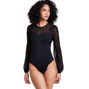 Bar III Women's Lace Bodysuit – Deep Black, XS