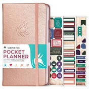 Clever Fox Pocket Planner Weekly – Undated Mini Goal & Productivity Calendar, Purse Size 3.7" x 6.7", Rose Gold